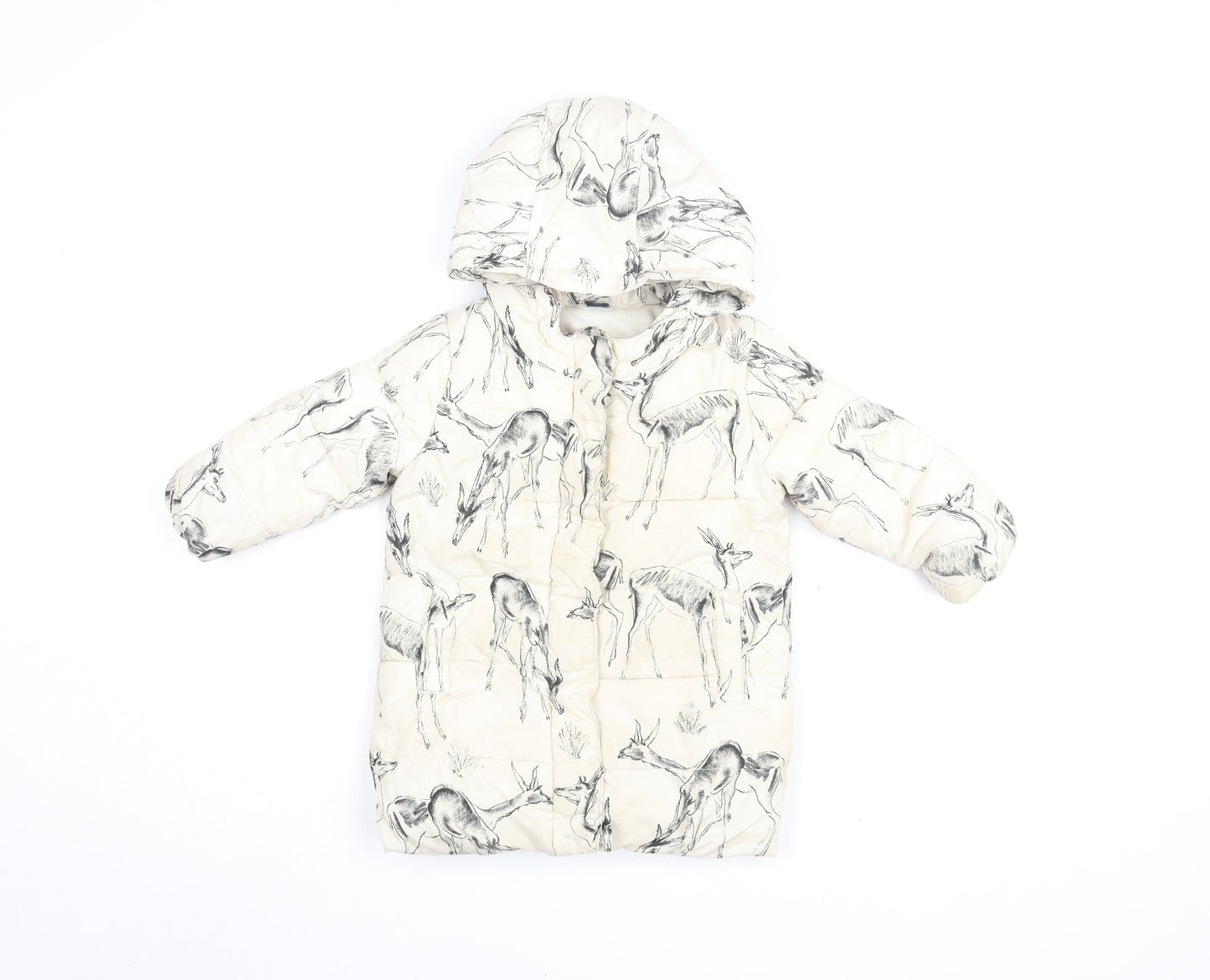 babyGap Girls Ivory Animal Print Puffer Jacket Size 3