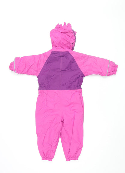 Regatta Girls Pink Purple Jumpsuit, 2 Years, Hooded & Water Resistant