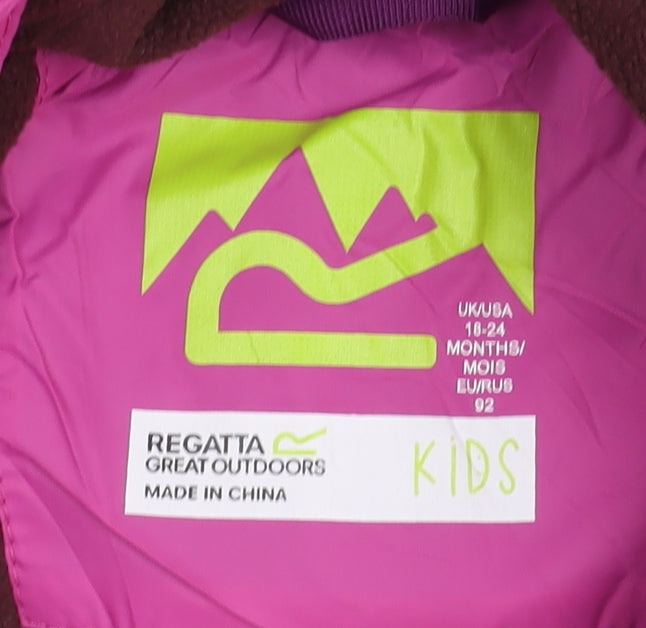 Regatta Girls Pink Purple Jumpsuit, 2 Years, Hooded & Water Resistant