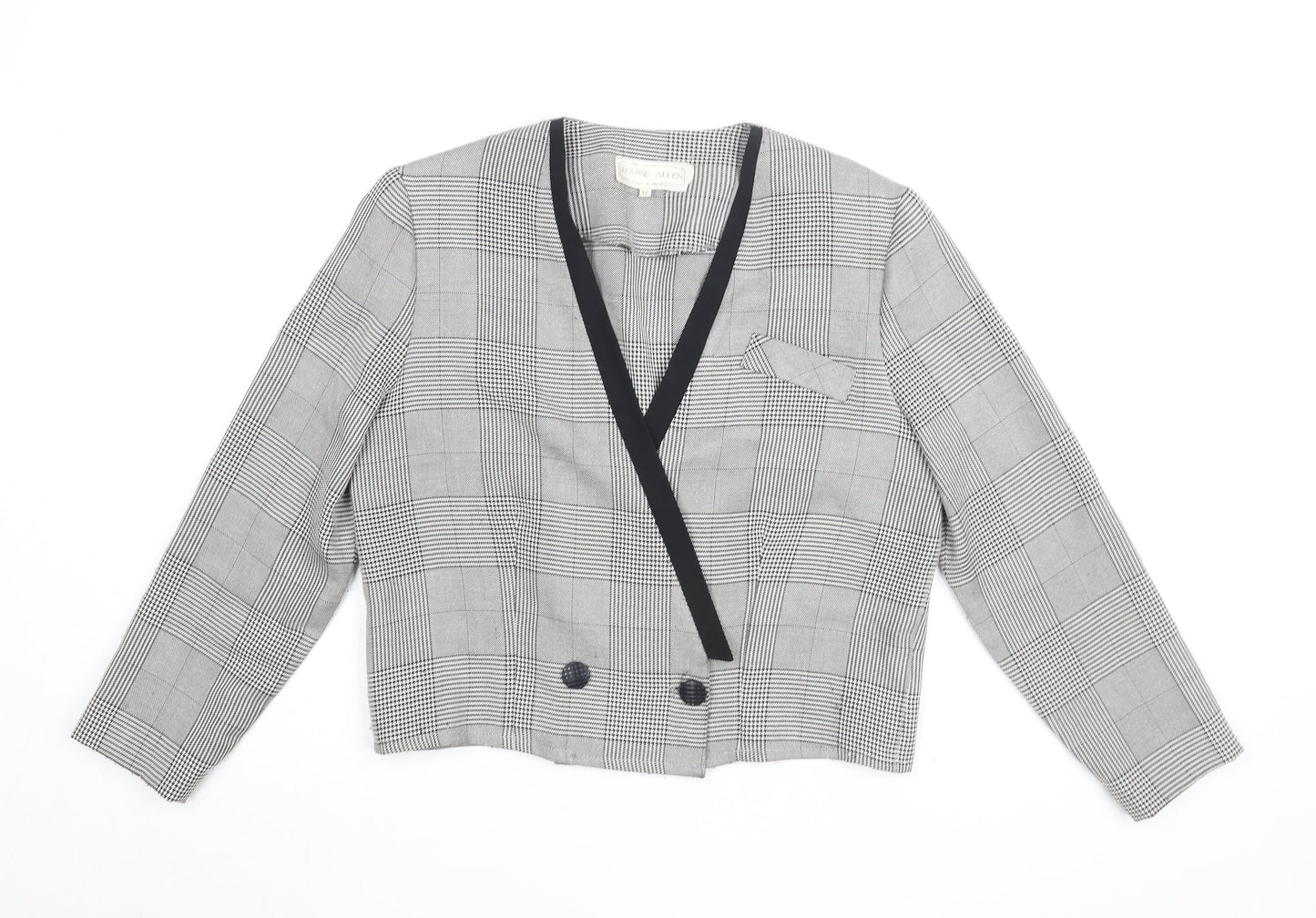 Louise Allen Women's Grey Check Cropped Blazer