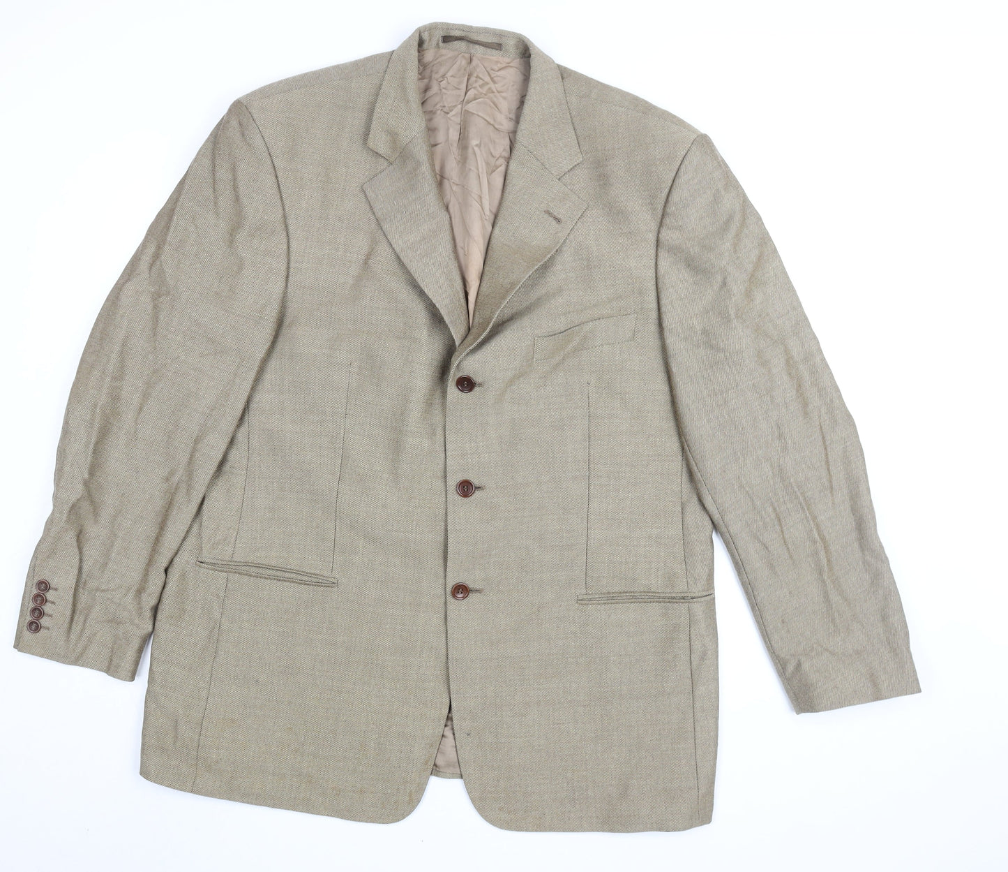 Cezan Beige Wool Men's Blazer Size 46 Formal Wear