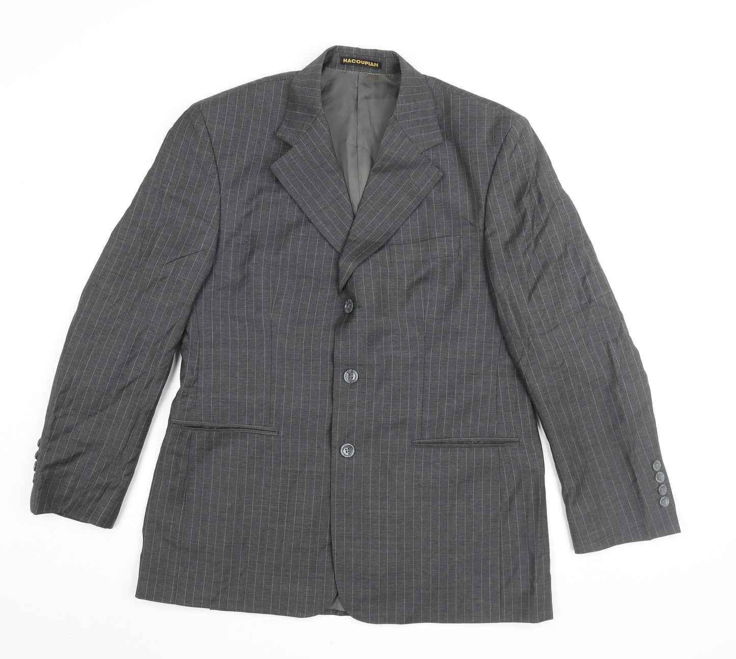 Hacoupian Men's Grey Wool Suit Jacket 50 Classic