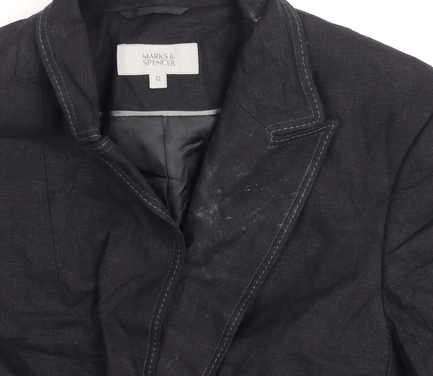 Marks & Spencer Women's Black Linen Blazer Size 12