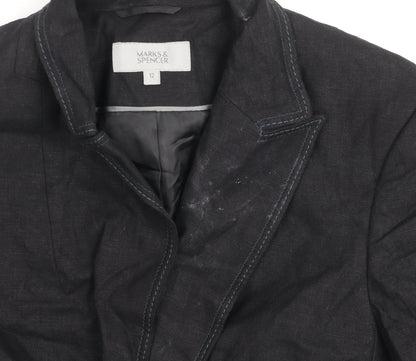 Marks & Spencer Women's Black Linen Blazer Size 12