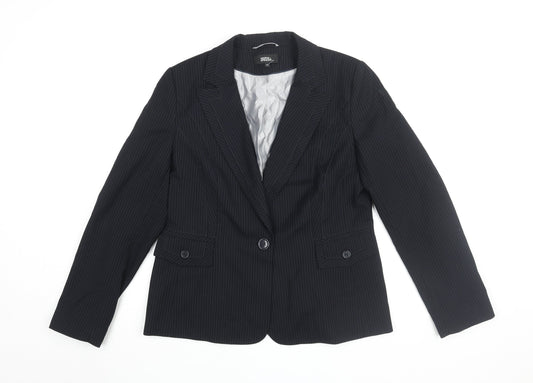 Marks & Spencer Women's Black Pinstripe Suit Jacket Size 14