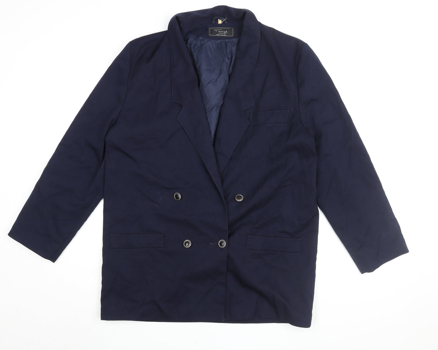 Tanya Women's Blue Notch Lapel Double-Breasted Blazer Size 14