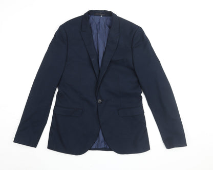 Mens UK Size 40 Topman Regular Blue Suit Jacket