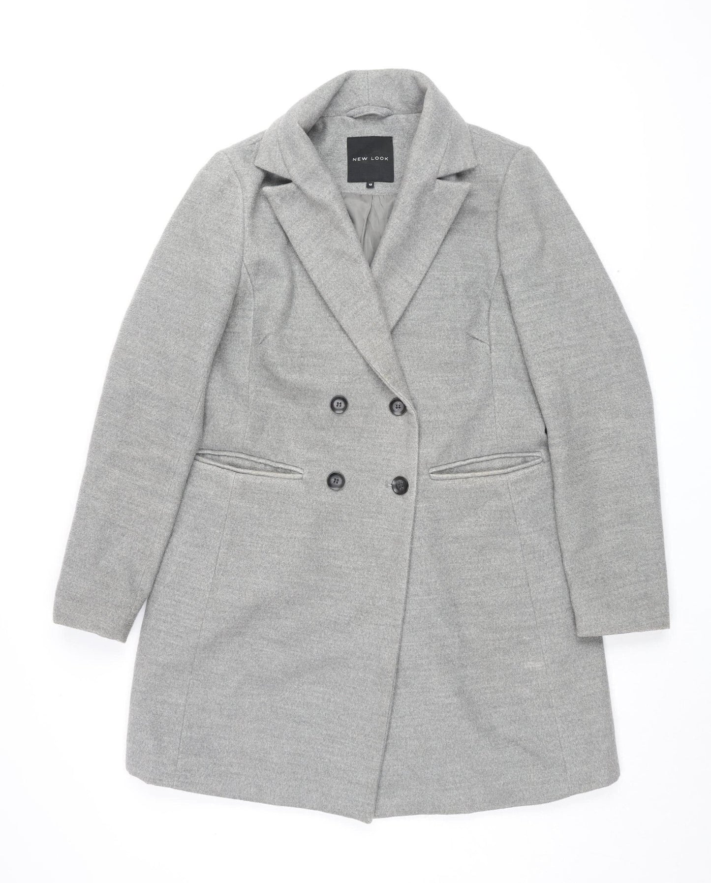 Womens UK Size 12 New Look Grey Pea Coat