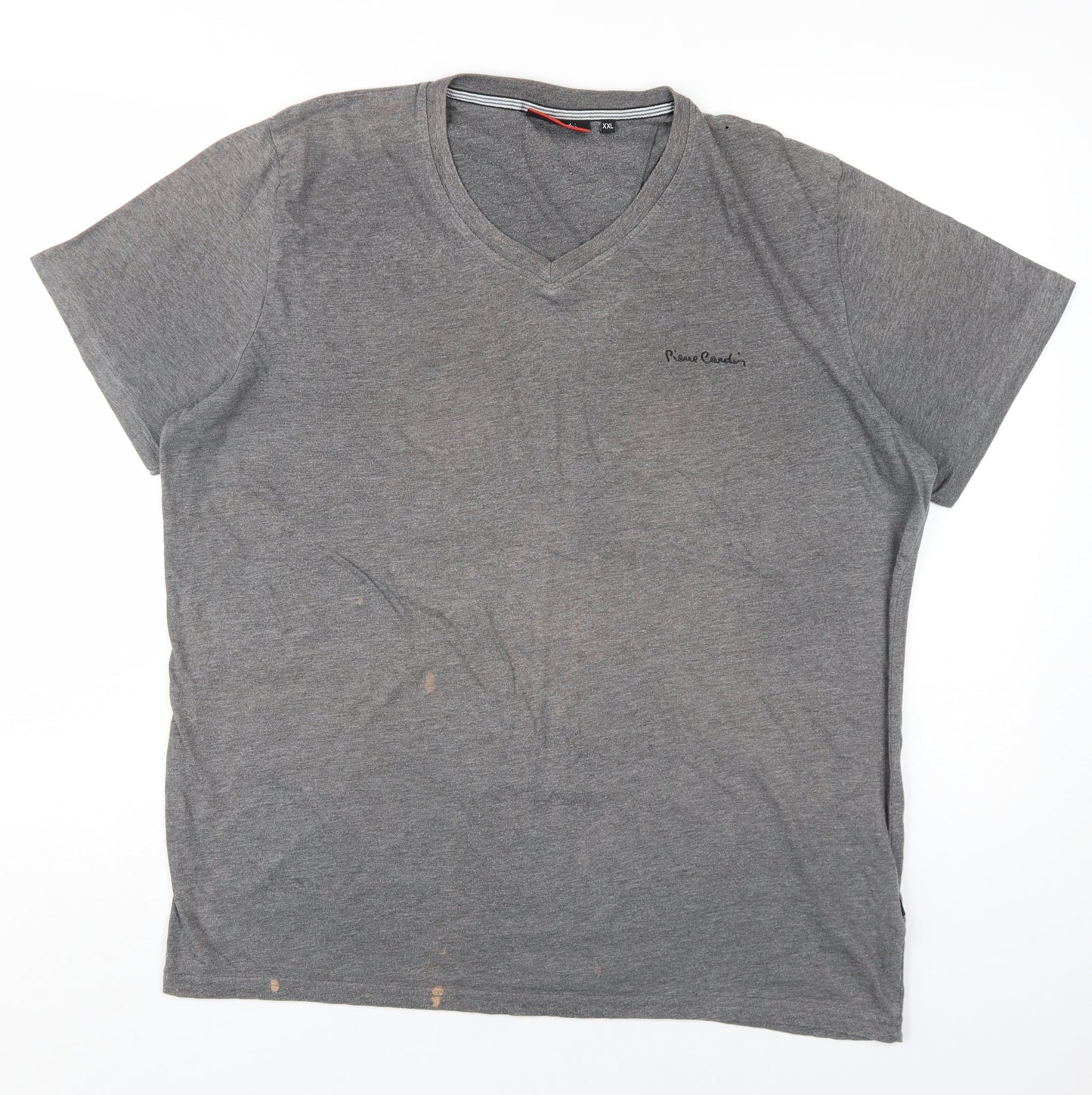Pierre Cardin Men's Grey V-Neck T-Shirt 2XL
