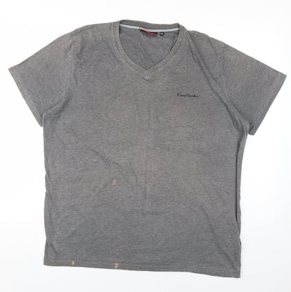 Pierre Cardin Men's Grey V-Neck T-Shirt 2XL