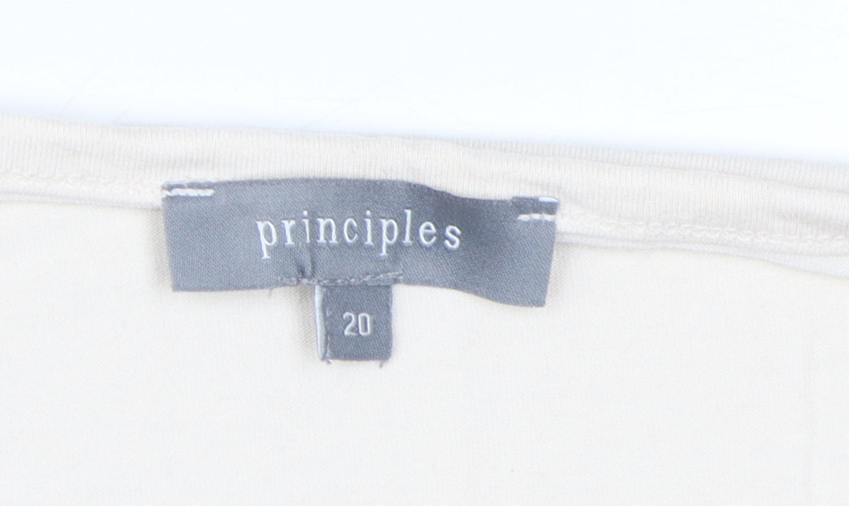 Womens UK Size 20 Principles Beige Basic T-Shirt