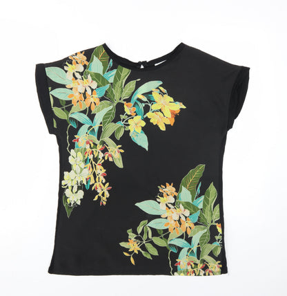 Womens UK Size 8 Warehouse Black Basic T-Shirt