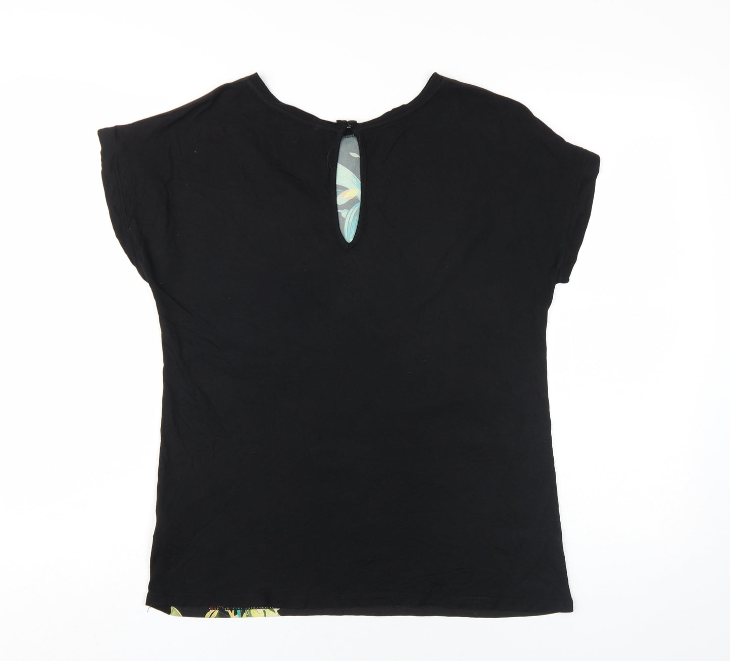Womens UK Size 8 Warehouse Black Basic T-Shirt