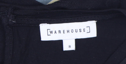 Womens UK Size 8 Warehouse Black Basic T-Shirt
