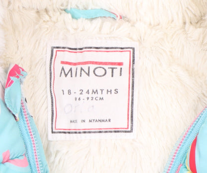 Minoti Unisex Baby Unicorn Puffer Jacket 18-24M Multicoloured