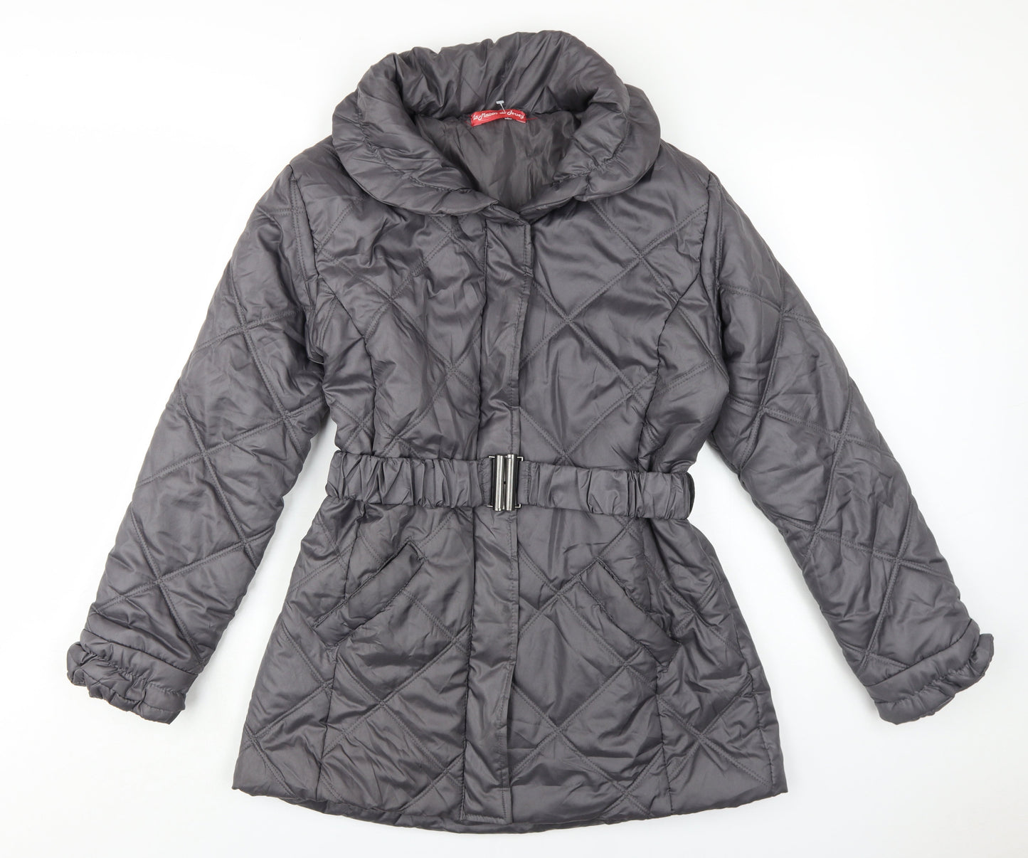Womens UK Size 16 La Maison du Jersey Grey Quilted Coat