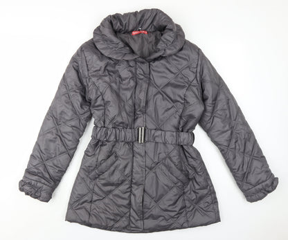 Womens UK Size 16 La Maison du Jersey Grey Quilted Coat