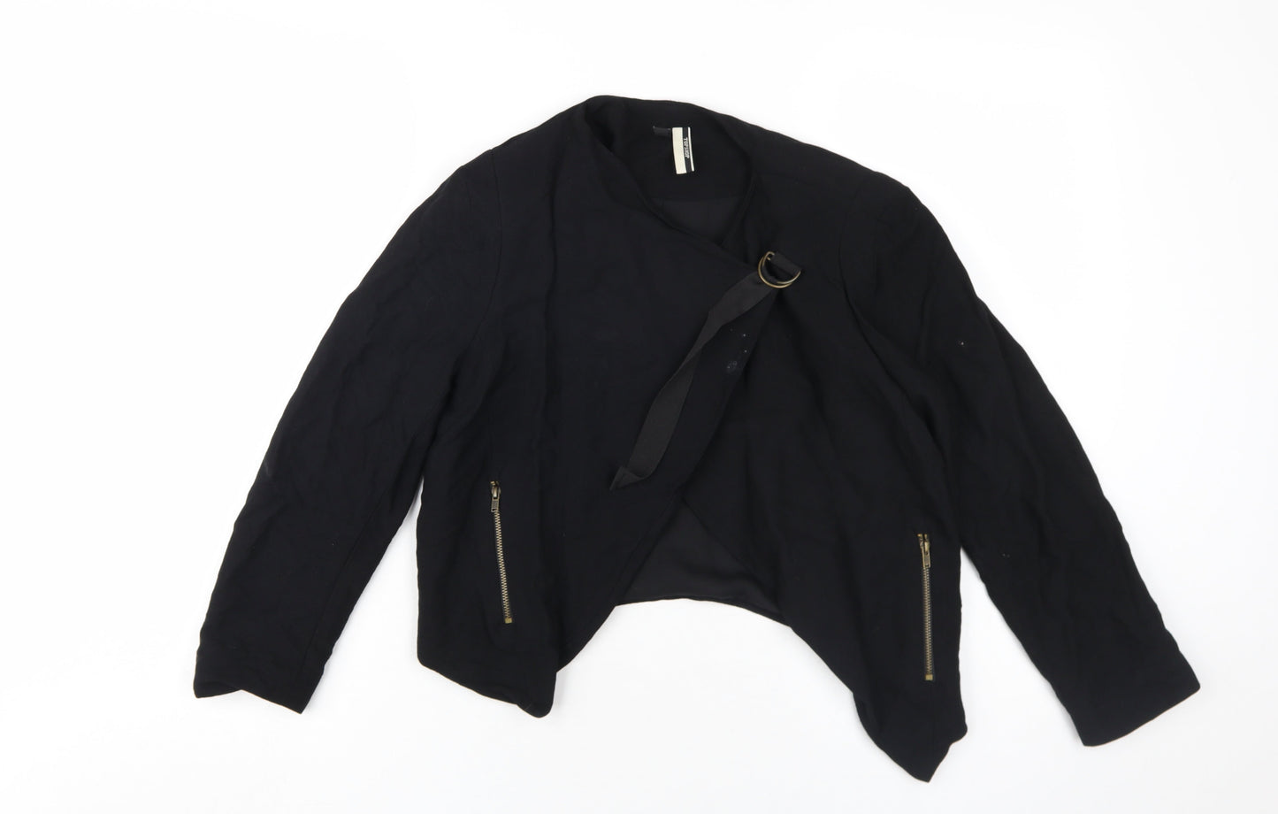 Womens UK Size 8 Topshop Black Biker Coat