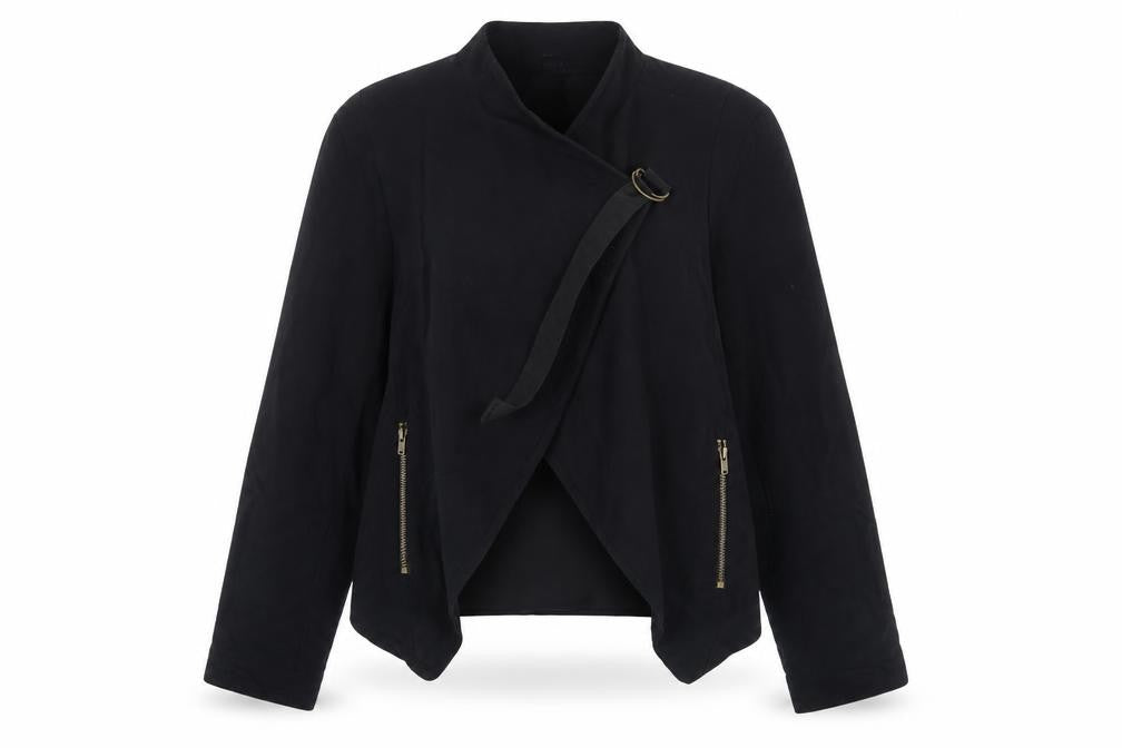 Womens UK Size 8 Topshop Black Biker Coat