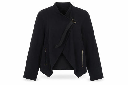 Womens UK Size 8 Topshop Black Biker Coat