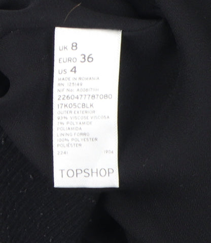 Womens UK Size 8 Topshop Black Biker Coat