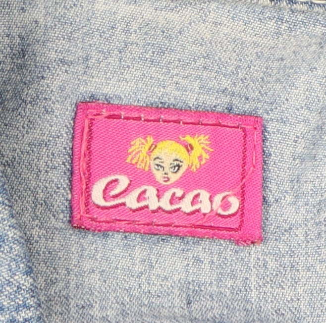 Cacao Girls Blue Denim Jacket, Size 16, Embroidered Fringed