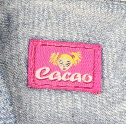 Cacao Girls Blue Denim Jacket, Size 16, Embroidered Fringed