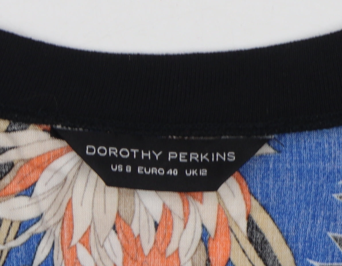 Womens UK Size 12 Dorothy Perkins Blue Jersey Blouse
