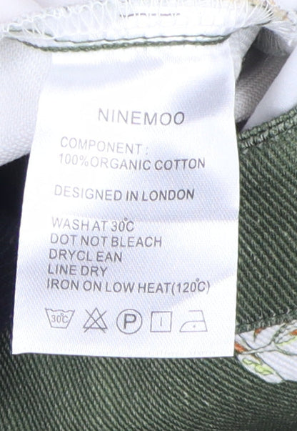 NINEMOO Women's Green Cropped Jeans, Size M