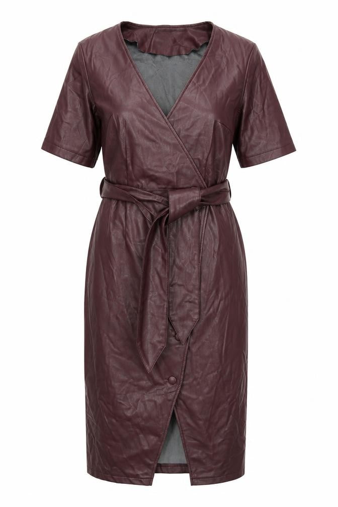 Very Women's Brown Wrap Midi Dress with Belt, Size 10