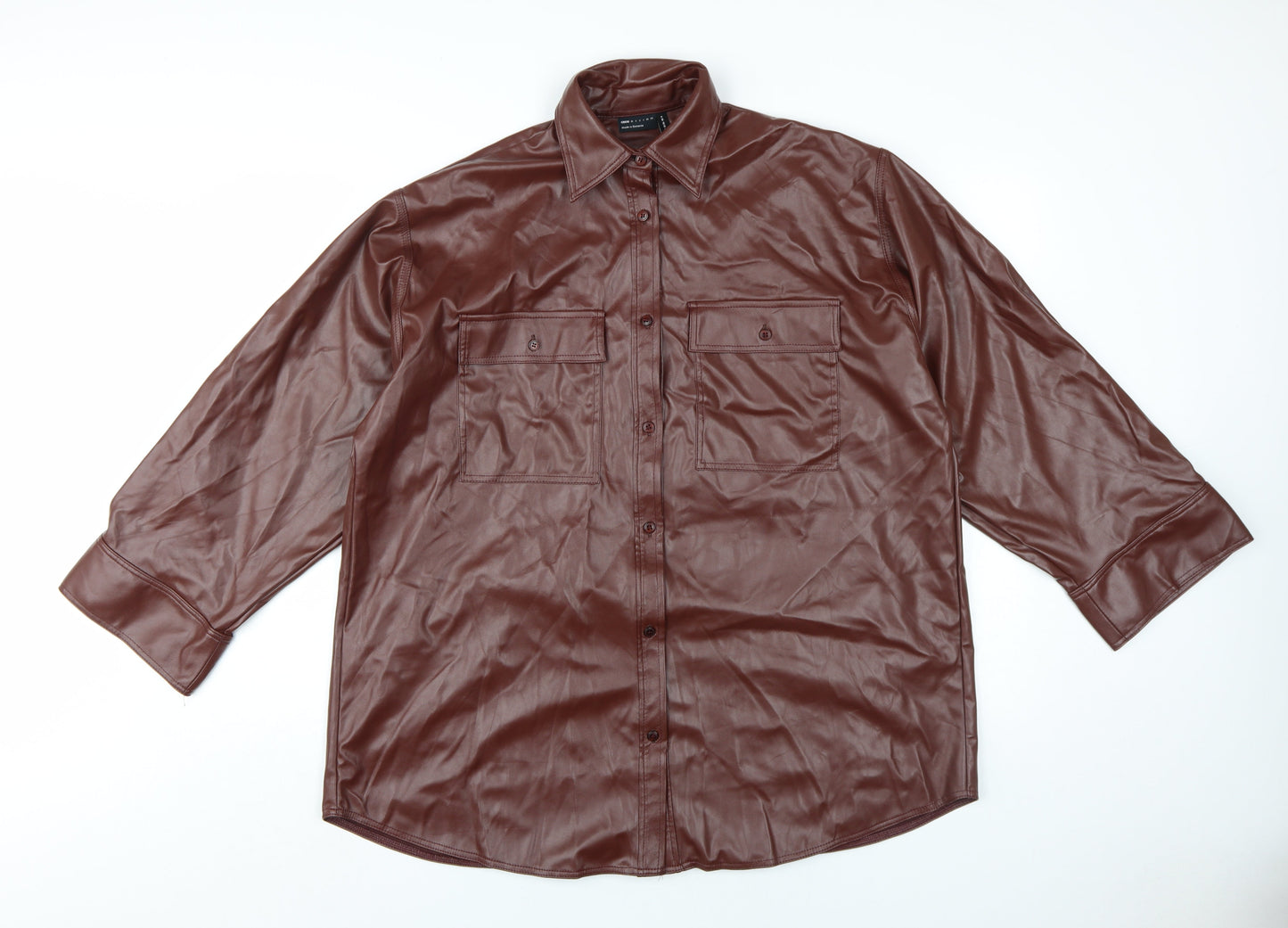 ASOS Women's Brown Collared Button-Up Shirt UK 8
