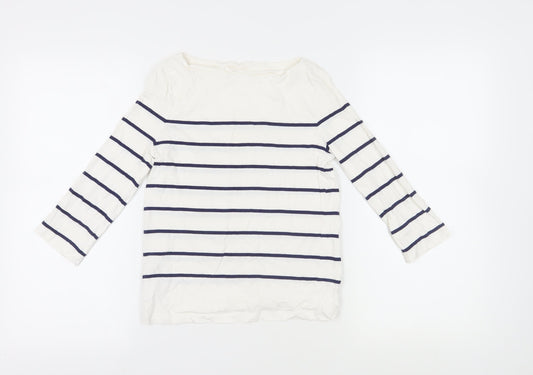 MNG Women's White Striped T-Shirt, Size S