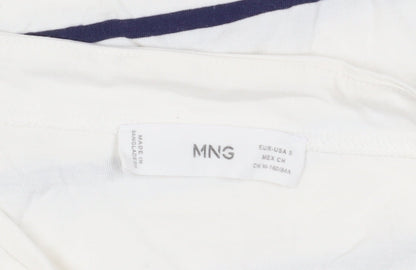 Womens UK Size S MNG White Basic T-Shirt