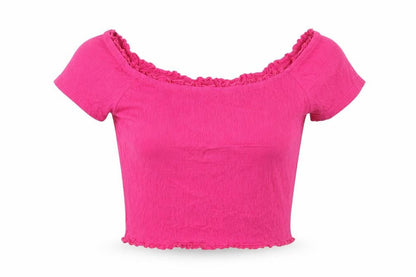 Womens UK Size 14 Red Herring Pink Cropped Blouse