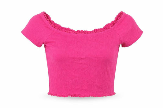 Front view of Red Herring Women's Pink Cropped Blouse, size 14