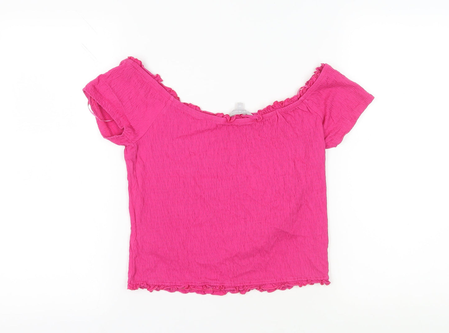 Womens UK Size 14 Red Herring Pink Cropped Blouse