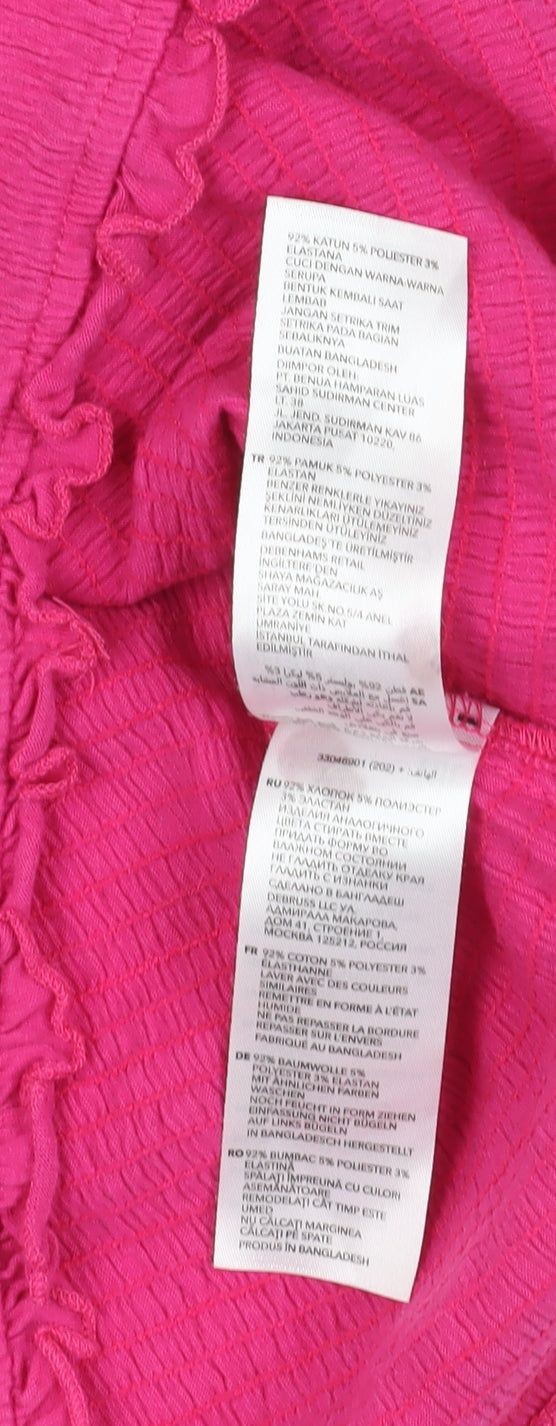 Womens UK Size 14 Red Herring Pink Cropped Blouse
