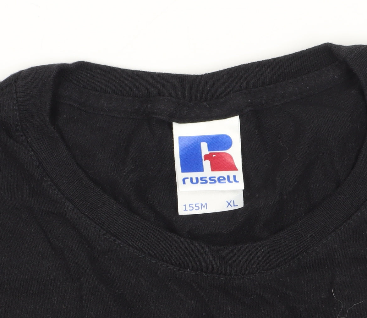 Russell Boys Black XL Logo T-Shirt