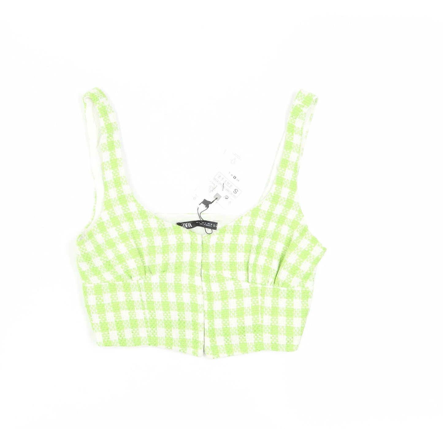 Womens UK Size 8 Zara Green Cropped Blouse
