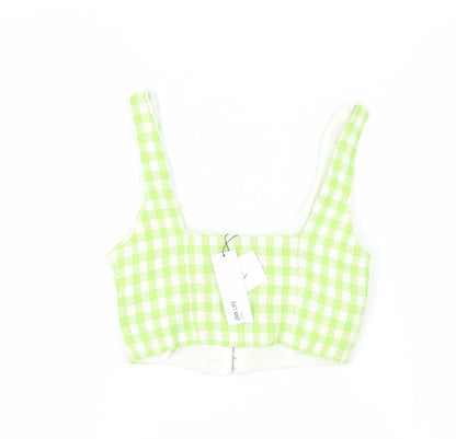 Womens UK Size 8 Zara Green Cropped Blouse