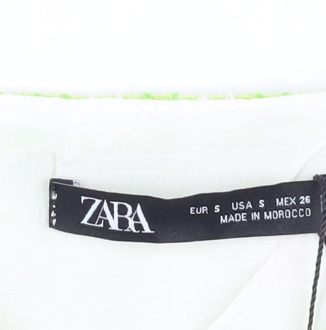 Womens UK Size 8 Zara Green Cropped Blouse