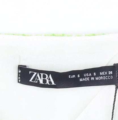 Womens UK Size 8 Zara Green Cropped Blouse