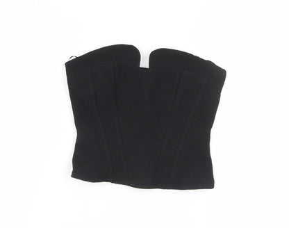 Womens UK Size XS Zara Black Cropped Blouse