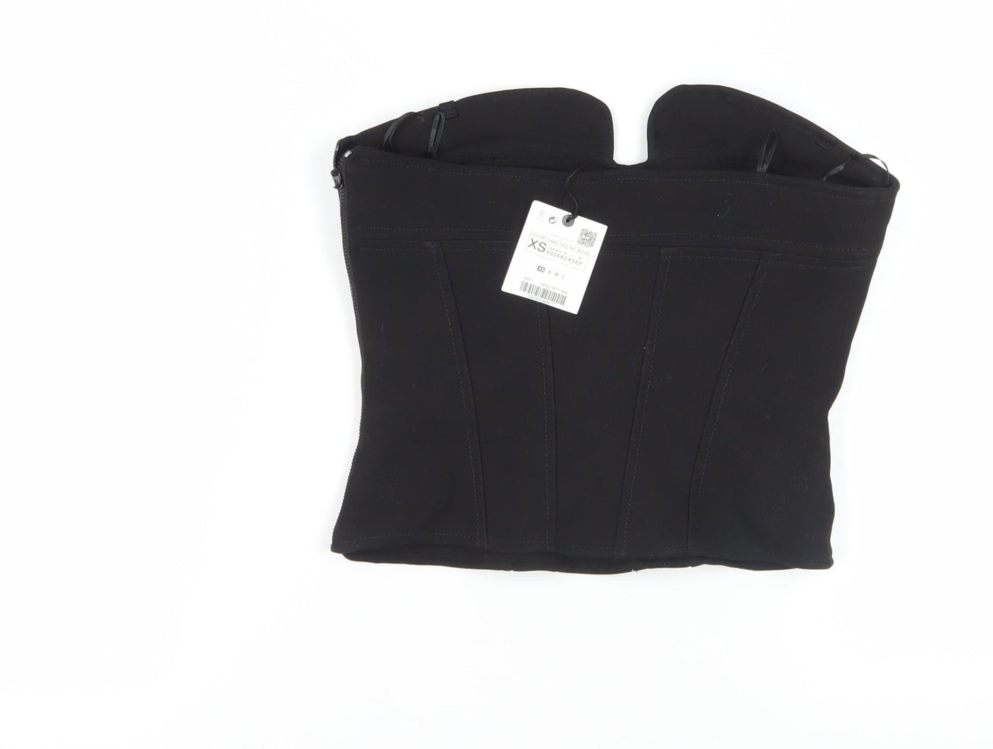 Womens UK Size XS Zara Black Cropped Blouse