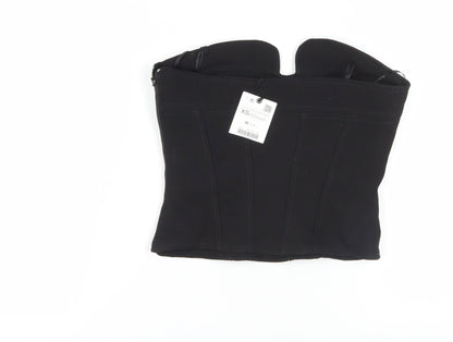 Womens UK Size XS Zara Black Cropped Blouse