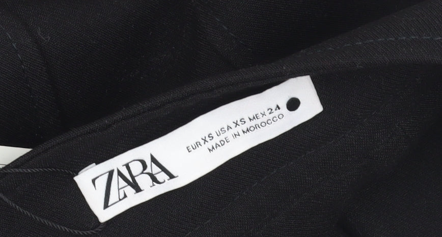 Womens UK Size XS Zara Black Cropped Blouse