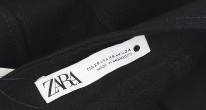 Womens UK Size XS Zara Black Cropped Blouse