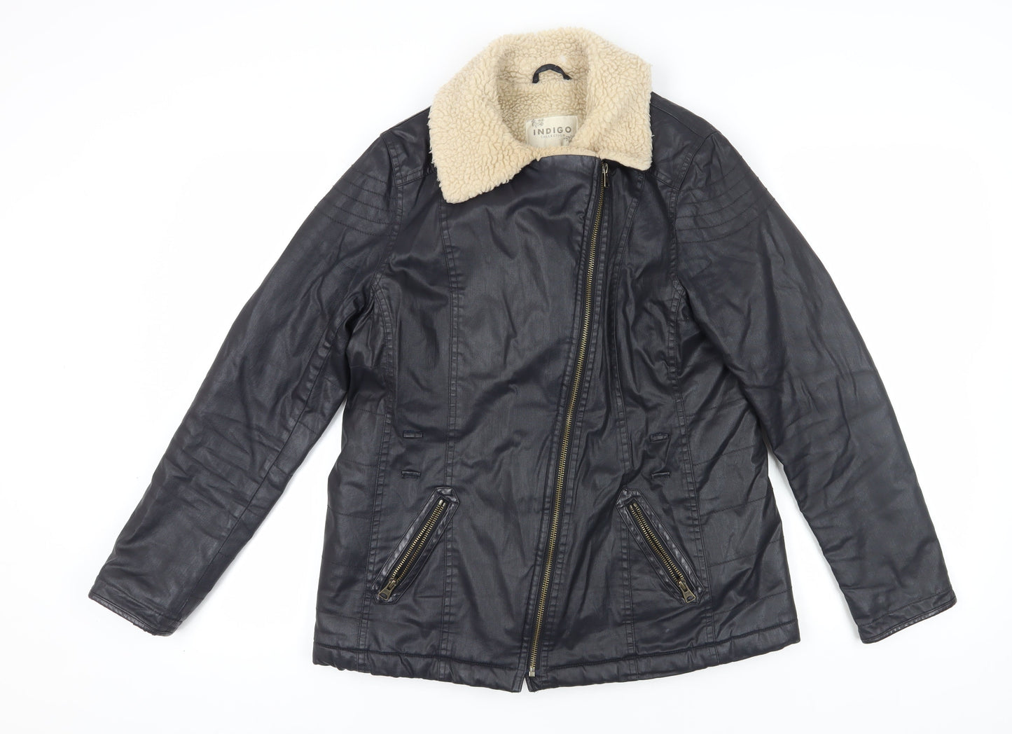 Womens UK Size 12 Marks and Spencer Black Motorcycle Jacket