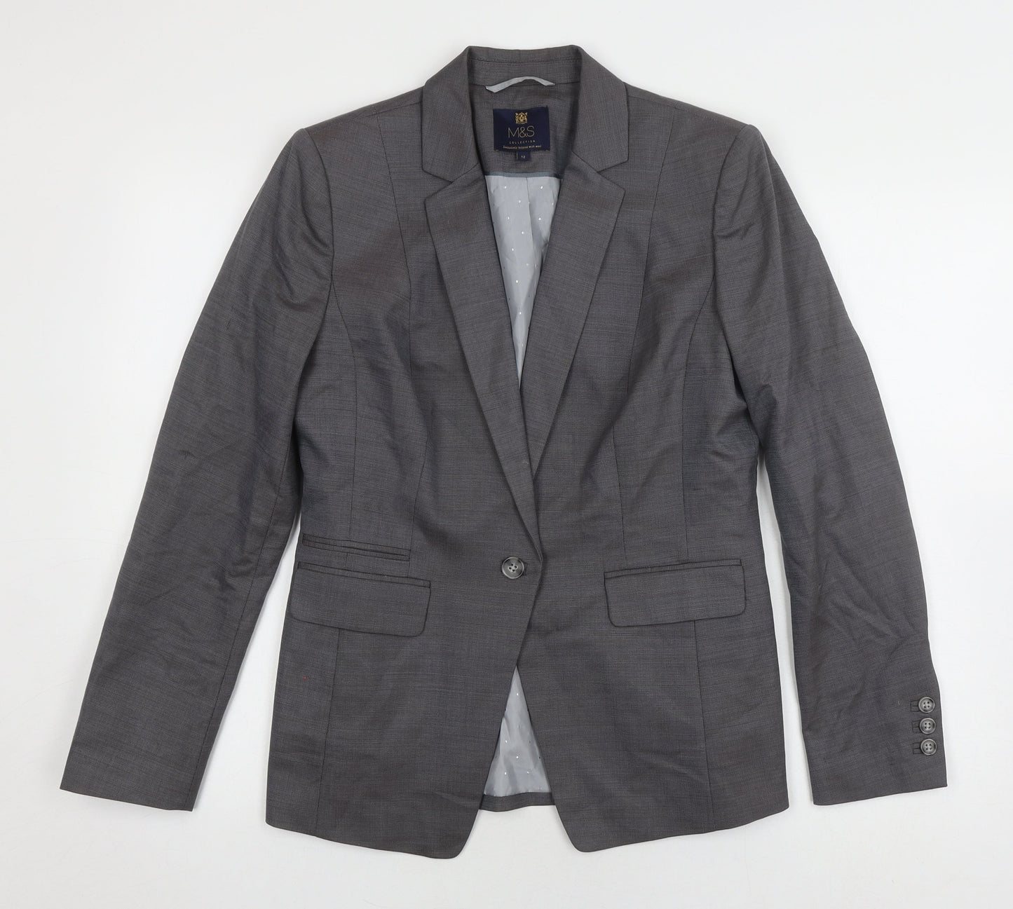 Marks and Spencer Women's Grey Blazer, Size 12