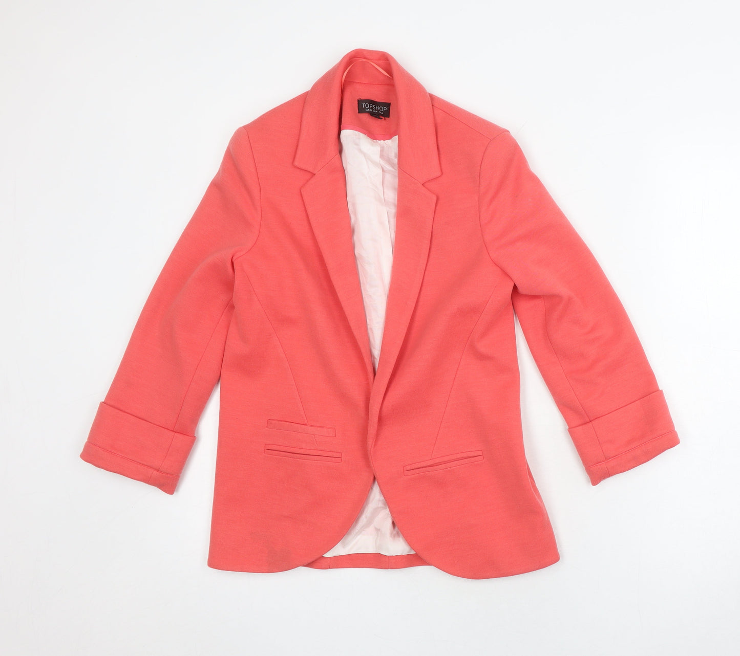 Topshop Women's Pink Blazer Size 8 Regular 3/4 Sleeve